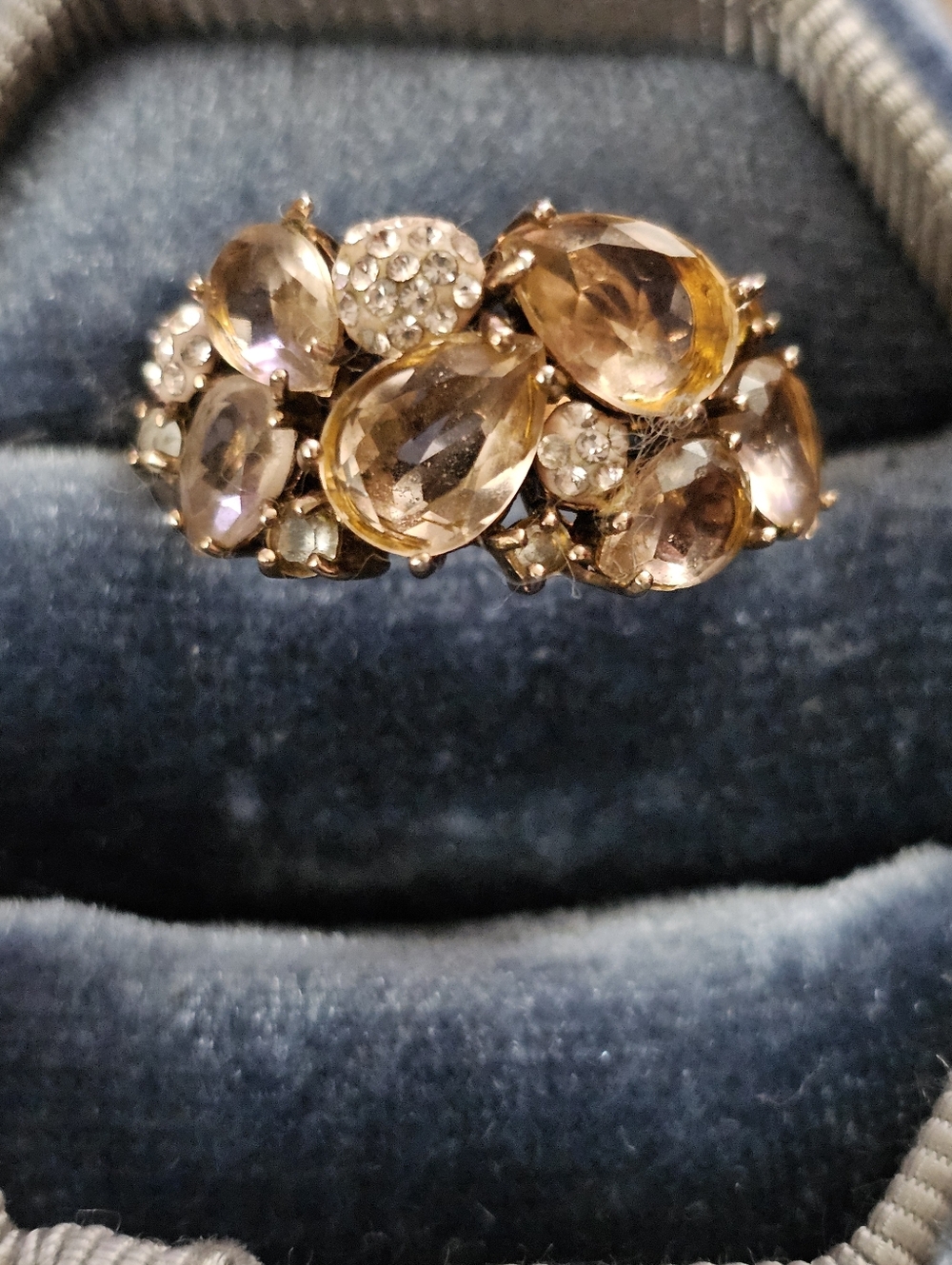 925 Silver Crystal Rose Gold Ring